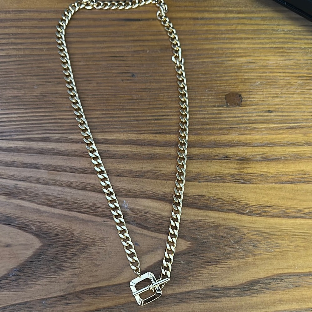 Gold Chain Necklace with Buckle Pendant